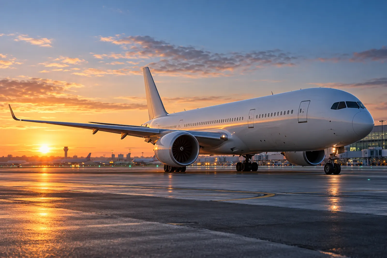 Travellers at a UK airport at dawn before an early departure